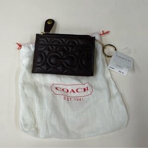 Coach Dark Brown Quilted keychain nwt